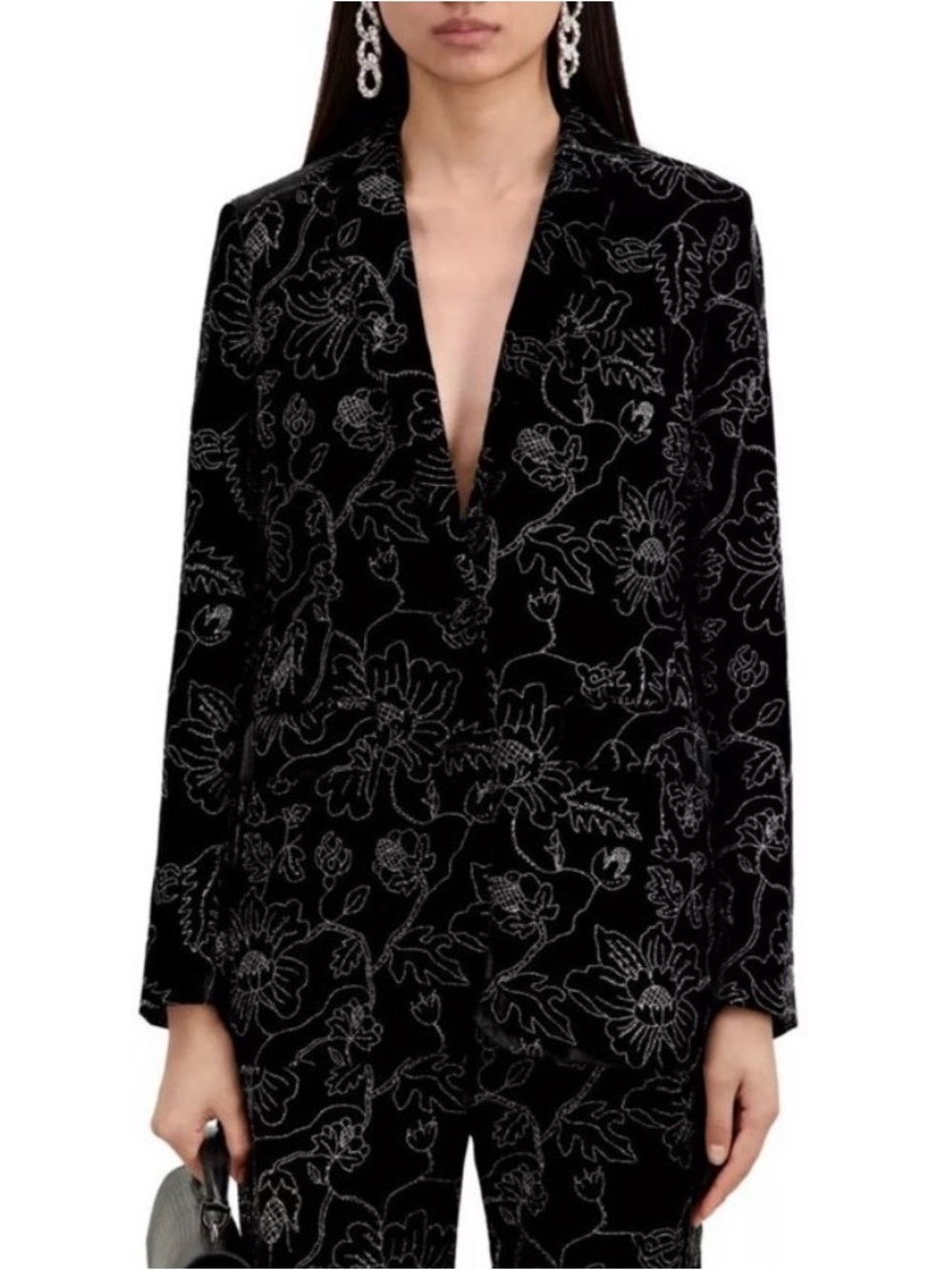 THE KOOPLES Glitter Floral Velvet Blazer Suit Jacket